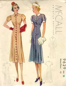 vestido chemise, revista de 1938