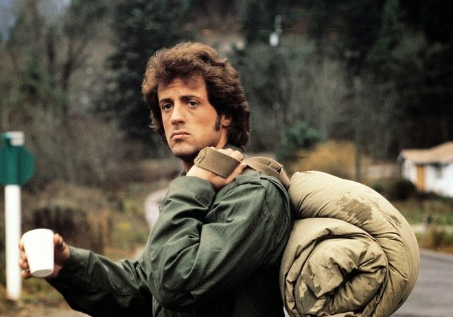 Sylvester Stallone em Rambo, 1982.
