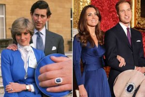 Kate Middleton usou o anel de safira azul que pertenceu a mãe de William, a lady Diane.