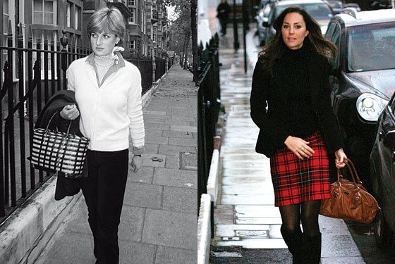 Revistas comparavam a maneira de se vestir das então plebéias Diane e Kate.